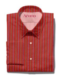 arvind cotton shirt red stripe