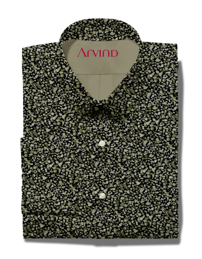 COTTON SHIRT DIGITAL PRINT OLIVE GREEN