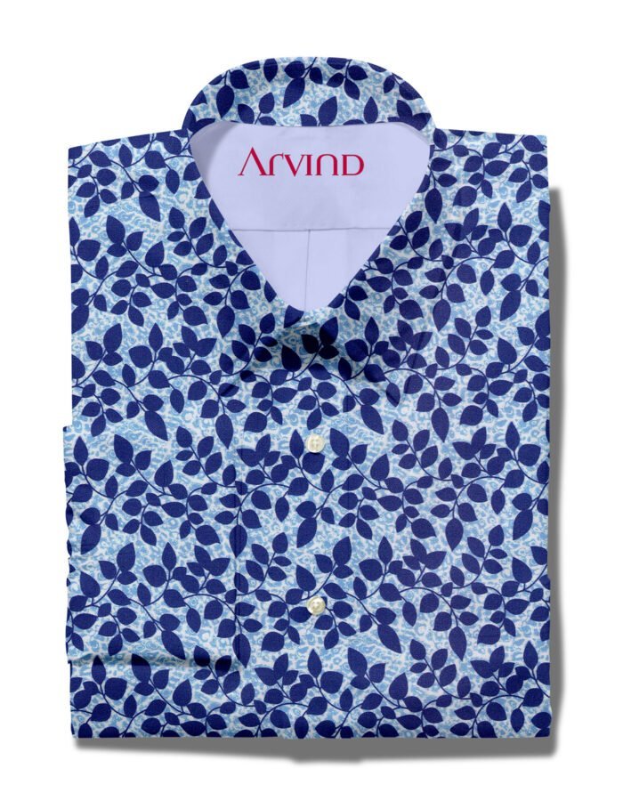 COTTON SHIRT DIGITAL PRINT BLUE