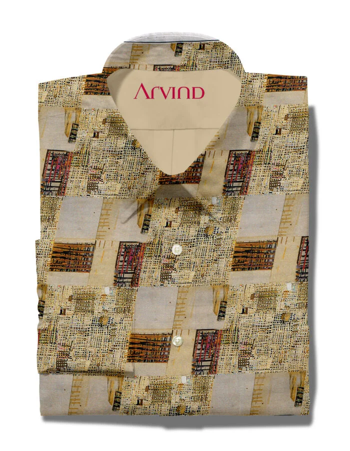 COTTON SHIRT DIGITAL PRINT YELLOW