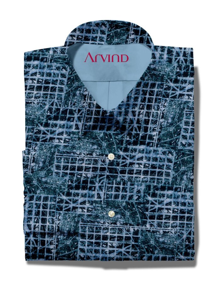 COTTON SHIRT DIGITAL PRINT BLUE