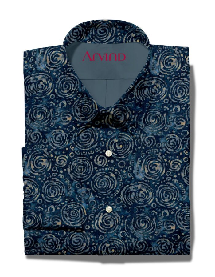 COTTON SHIRT DIGITAL PRINT BLUE