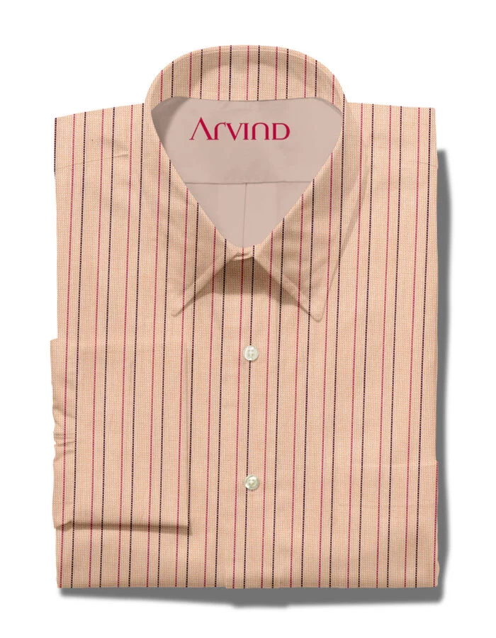 ARVIND COTTON SHIRT STRIPES PEACH