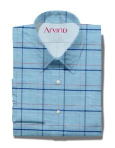 ARVIND COTTON SHIRT BLUE CHECKS