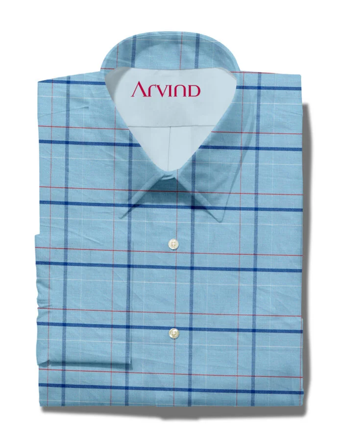 ARVIND COTTON SHIRT BLUE CHECKS