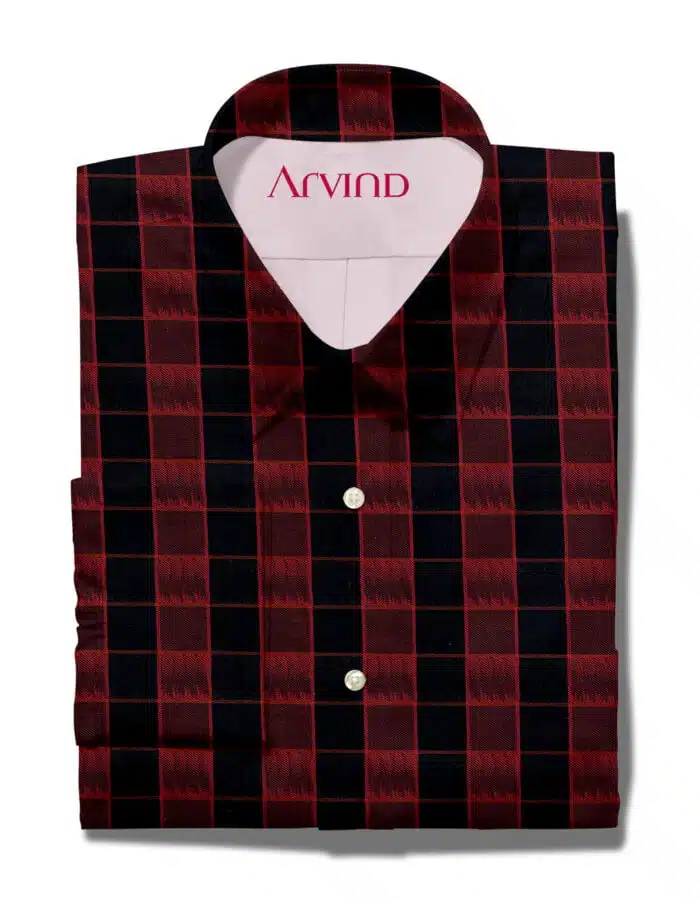 ARVIND COTTON SHIRT RED & BLACK CHECKS