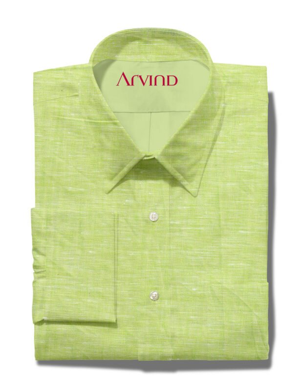 Buy Arvind linen shirt fabric Tea Green