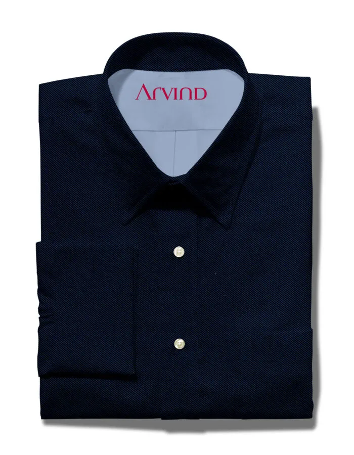 Arvind Navy Blue Cotton shirt