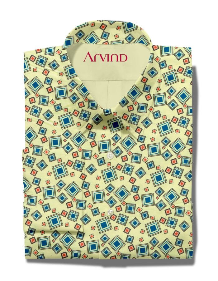 ARVIND COTTON YELLOW PRINTED SHIRTING