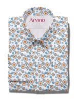 Arvind Digital Print Orange & Blue shirting fabric