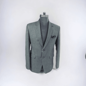 Casual Green Check Blazer