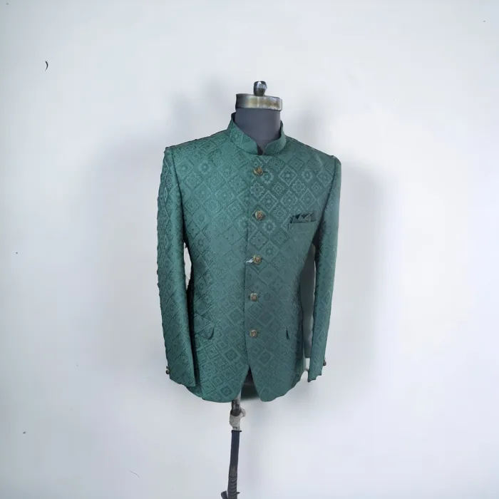 green jacquard jodhpuri intricate