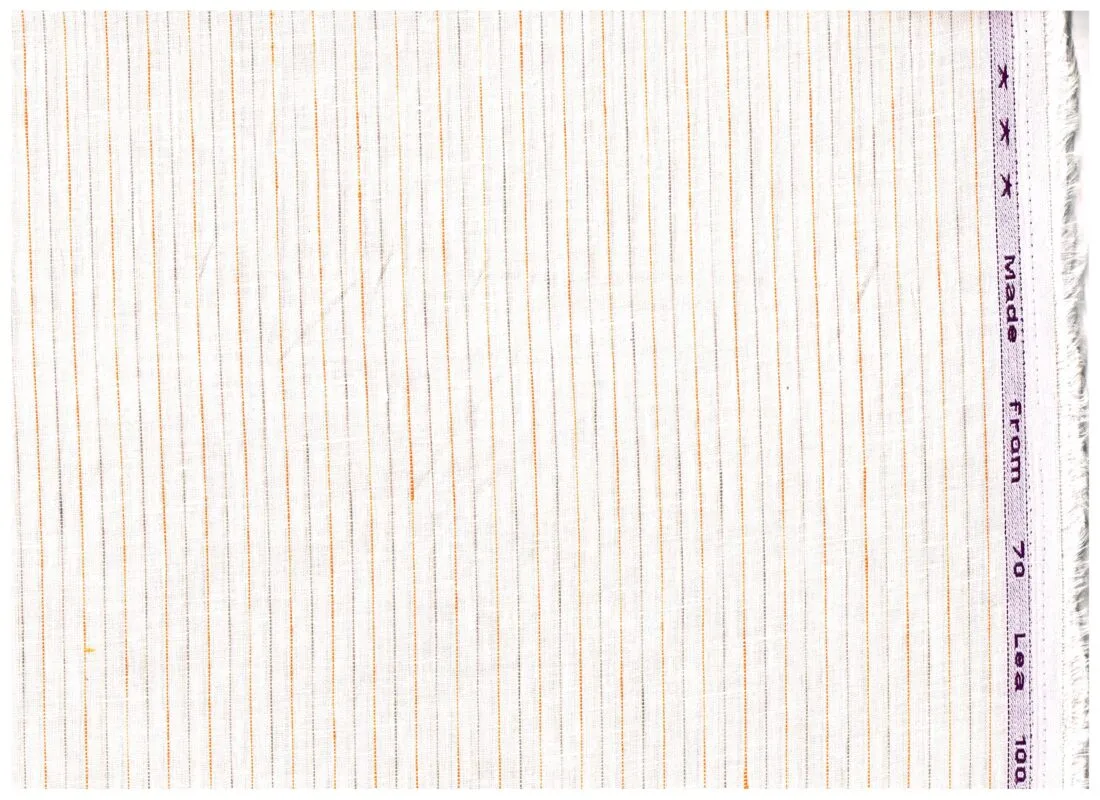 Arvind Light Orange Striped 70 lea Linen Shirt fabric