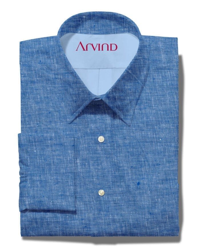 Arvind Blue 70 lea Linen Shirt