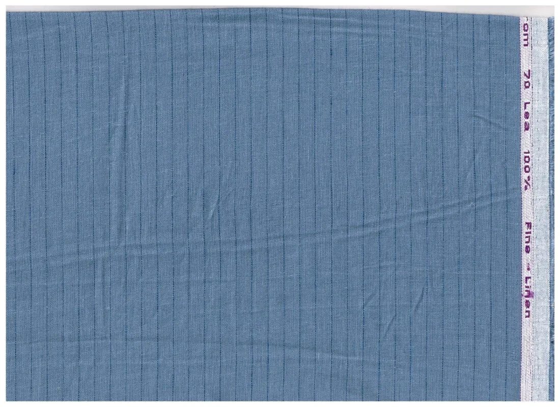 Arvind Blue Striped 70 lea linen shirting fabric