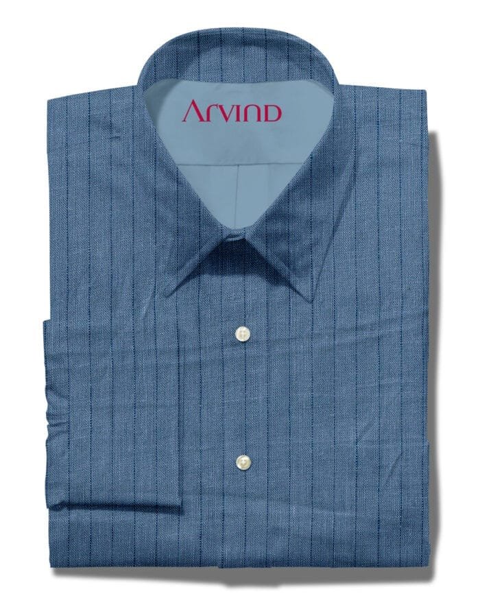 Arvind Blue Striped 70 lea linen shirt