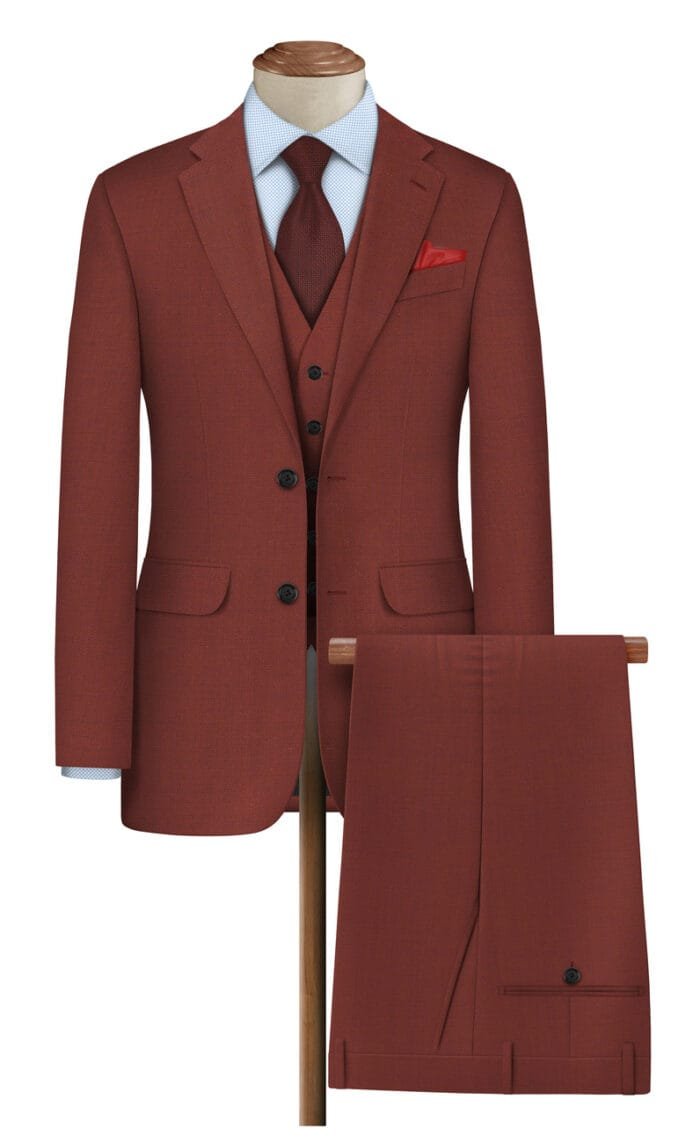 Roberto Cavali 140's Polywool Rust Red Suiting Fabric