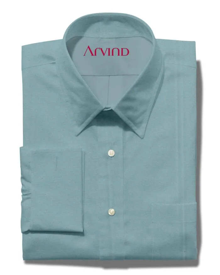 Arvind Turquoise Blue tresca cotton shirt