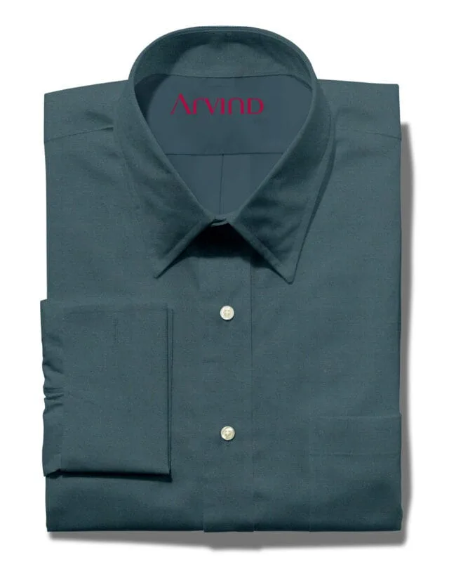 Arvind Seagreen Tresca Cotton Shirt