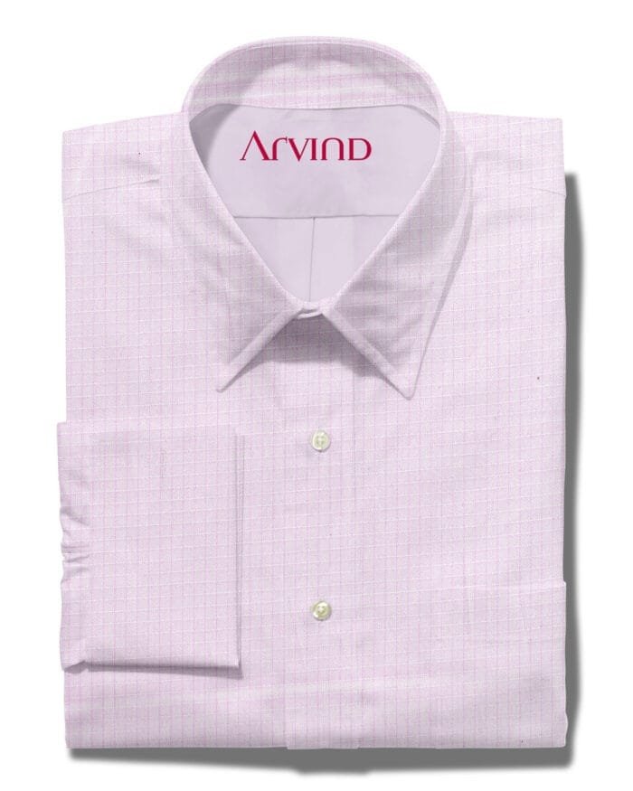 Arvind Primante Micro checks pink Shirt