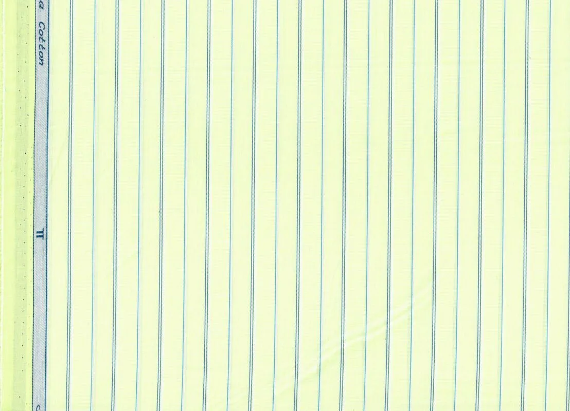 Arvind Lime yellow Striped cotton shirting fabric