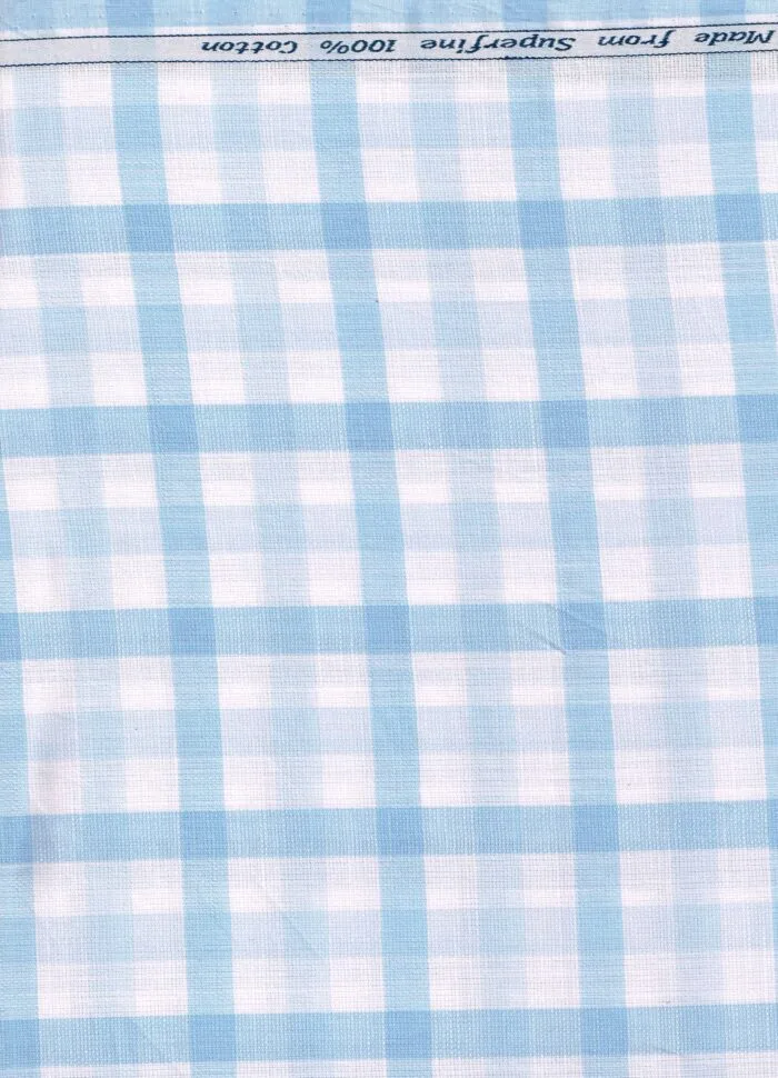 arvind giza cotton blue checks shirting fabric