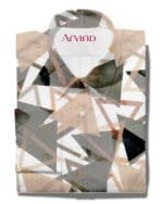 Arvind digiral print grey cotton shirt