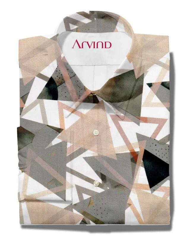Arvind digiral print grey cotton shirt