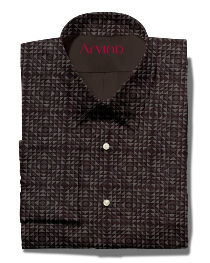 Arvind Brown printed cotton shirt