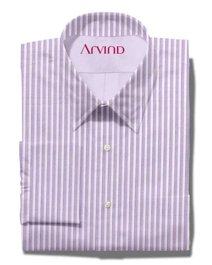 Mafatlal Pinstripes Purple Shirt