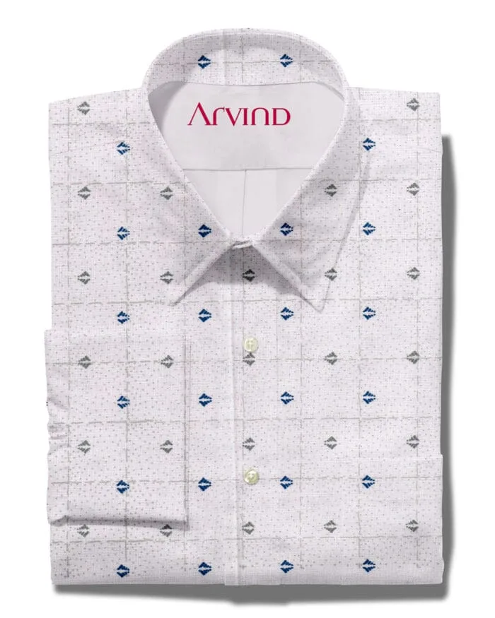 Arvind PC Printed White Shirt