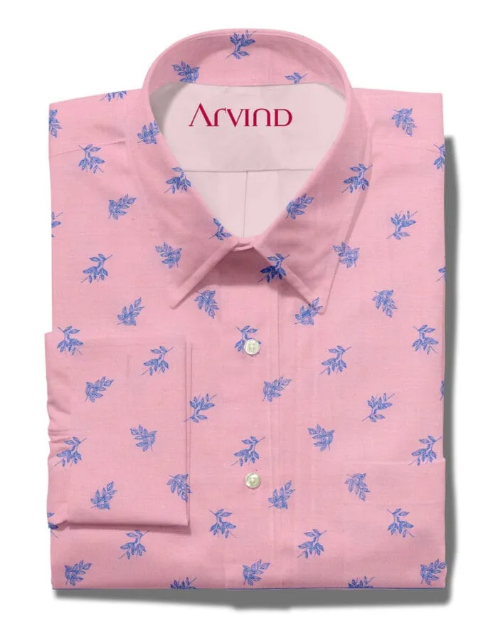 Arvind Pink Cotton Printed shirt