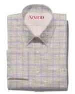 Arvind Light Brown Shirt with Lavender Checks Shirt