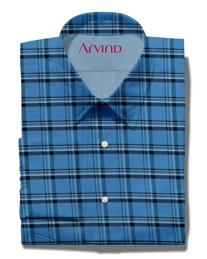 Arvind PC Blue Checks Shirt