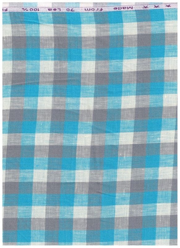 Arvind Blue and Grey Checks Linen Shirting fabric