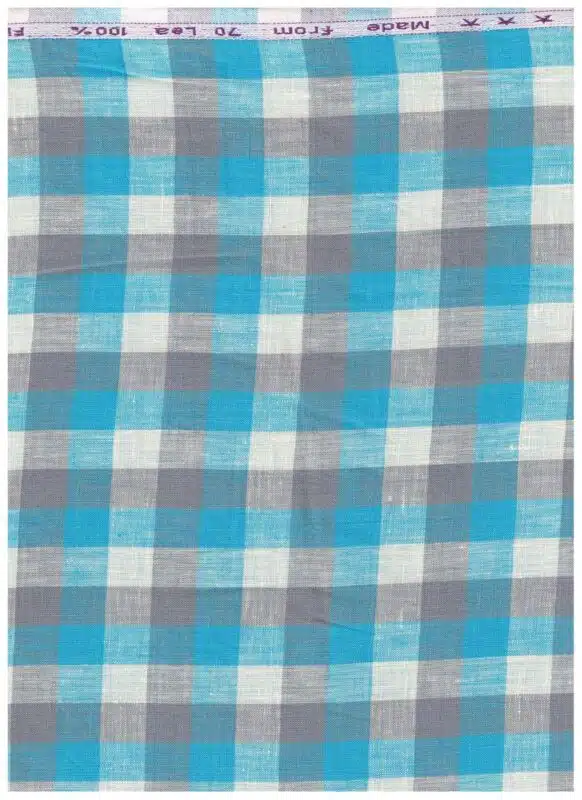 Arvind Blue and Grey Checks Linen Shirting fabric