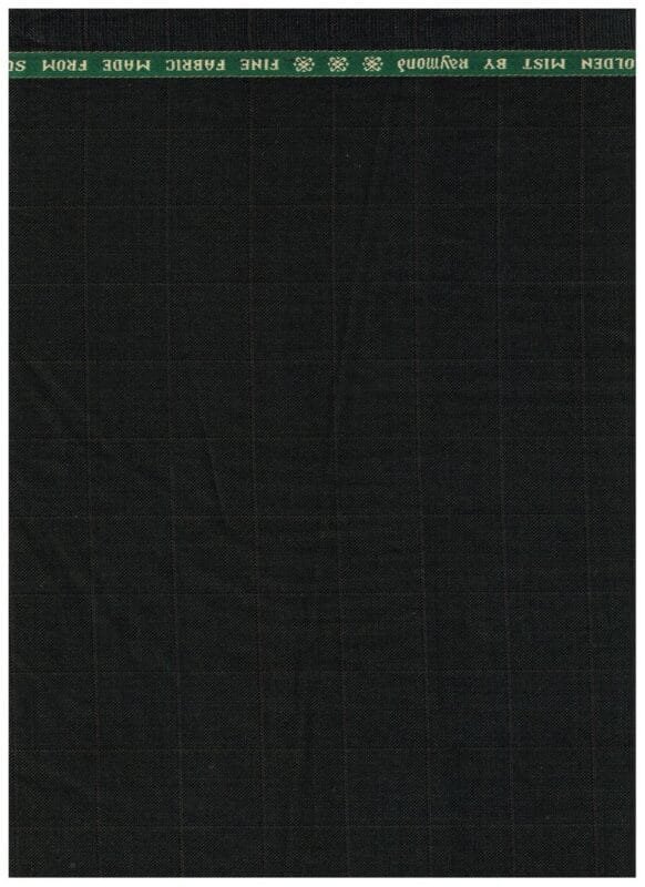 Raymond Self checks Green polywool Suiting Fabric
