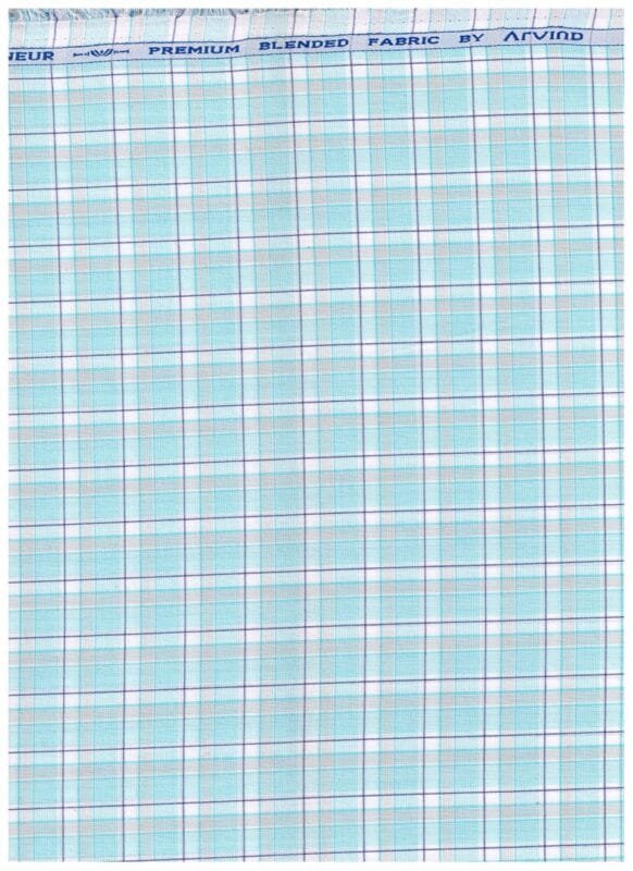 Arvind Blue Checks Shirting Fabric