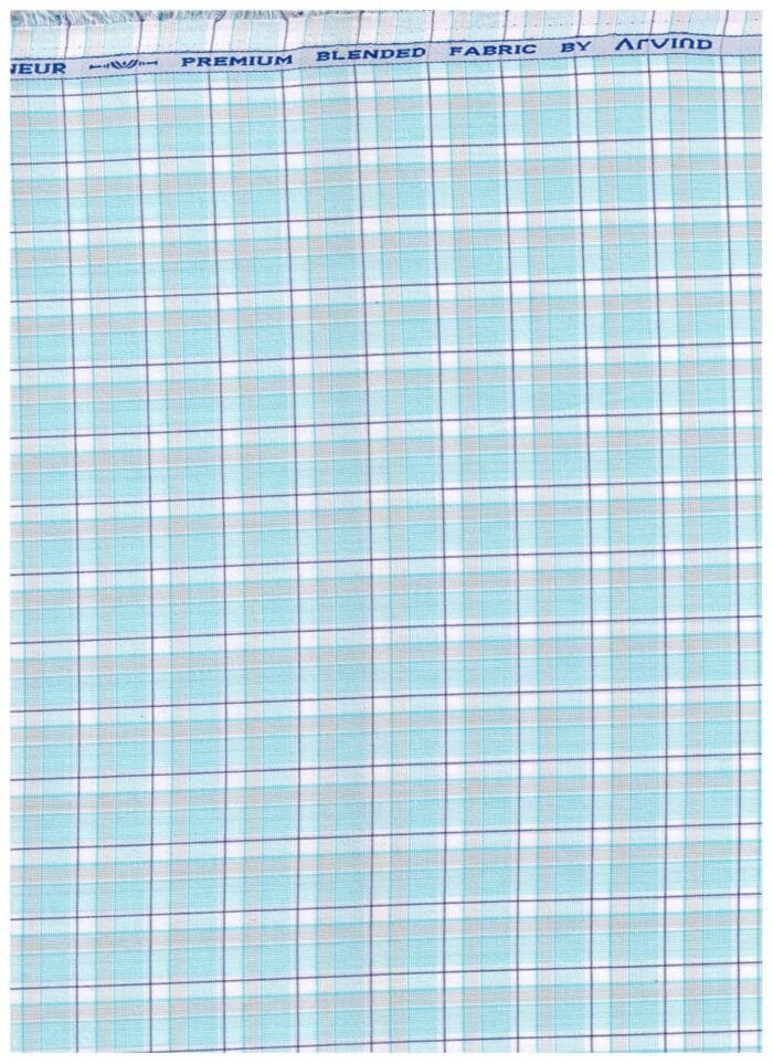 Arvind Blue Checks Shirting Fabric