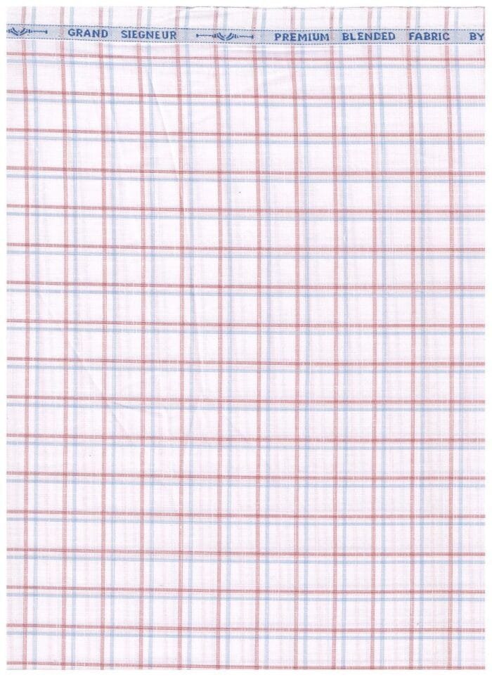 Arvind Red & Blue Checks on White Shirting Fabric