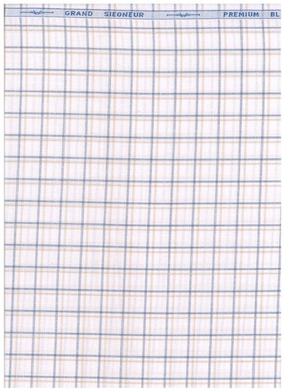Arvind Beige & Blue Checks on White Shirting Fabric