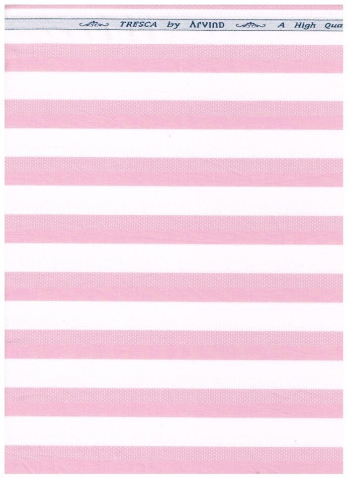 Arvind Pink & White Stripe Tresca Cotton Shirting Fabric