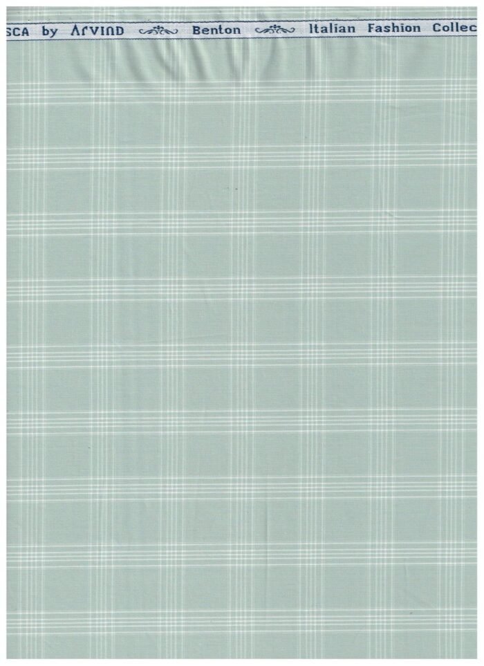 Arvind Mint Green Checks Tresca Cotton Shirting Fabric