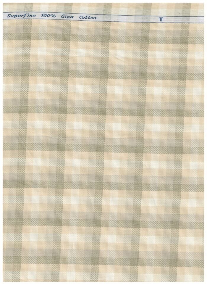 Arvind khaki Tresca cotton checks shirting fabric