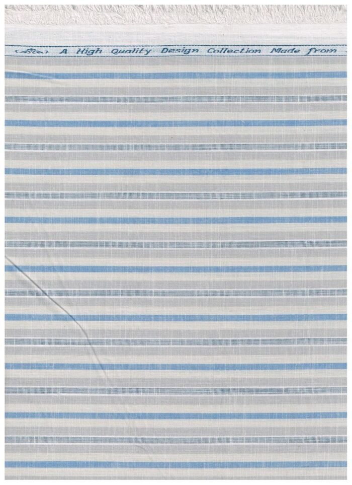 Arvind Grey blue striped tresca cotton shirting fabric