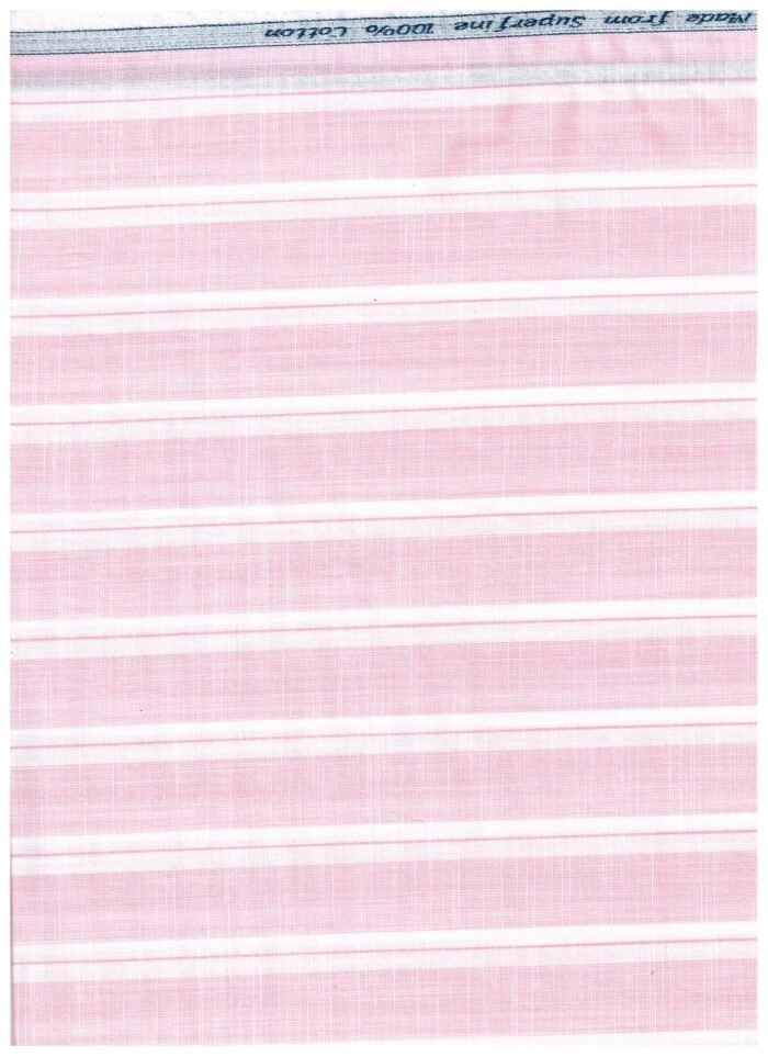 Arvind Pink & White Striped Tresca cotton shirting fabric