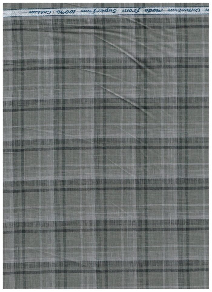 Arvind Grey Checks Tresca cotton shirting fabric