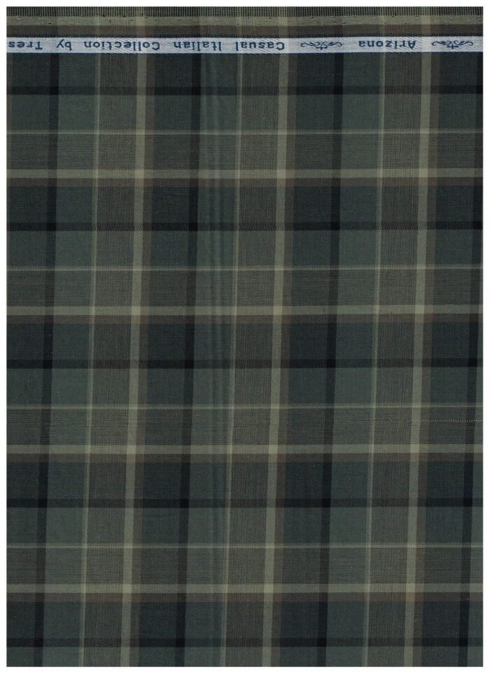 Arvind Olive Green Checks Tresca Cotton Shirting Fabric