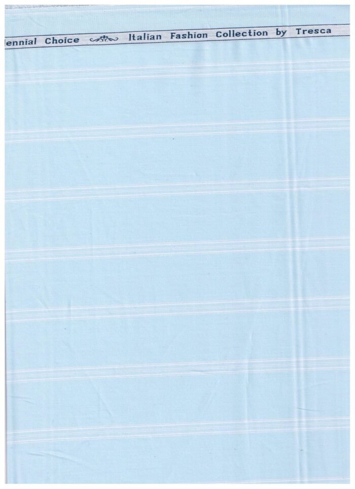 Arvind Baby Blue Tresca cotton striped Shirting fabric