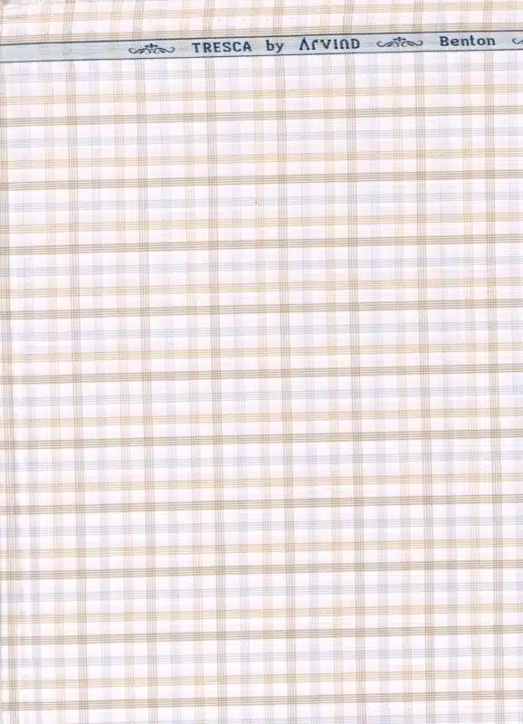 Arvind tresca cotton checks shirting fabric brown and white